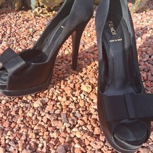 Fendi Black Women's Peep Toe Heels